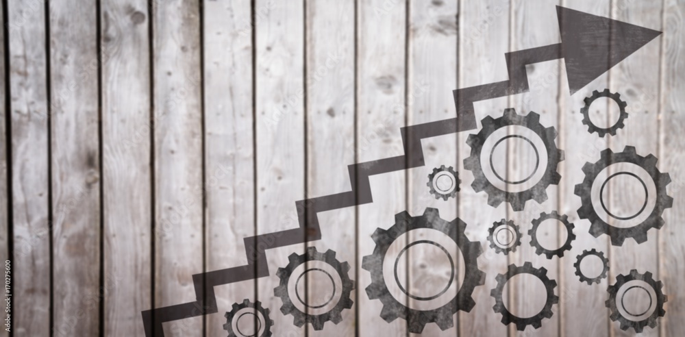 Poster composite image of graphic image of graph with gears