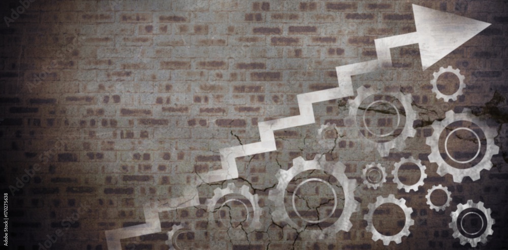Poster composite image of graphic image of graph with gears