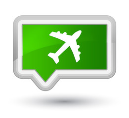 Fototapeta premium Plane icon prime green banner button
