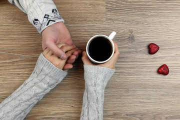 hand coffee background couple