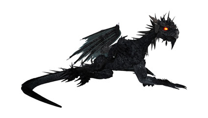Obraz premium 3D Rendering Black Dragon on White