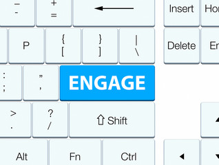 Engage cyan blue keyboard button