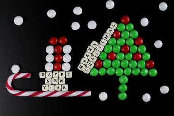christmas tree shape candy background