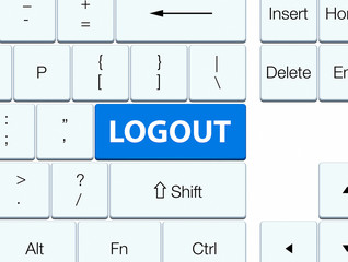Logout blue keyboard button