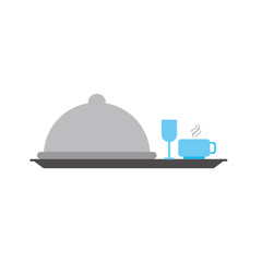 covered silver tray hotel room service related icon image vector illustration design 