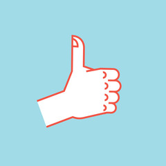 Gesture. Like sign. Stylized hand with thumbs up. Vector.