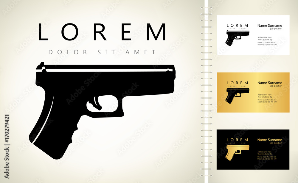 Wall mural gun logo. firearms.