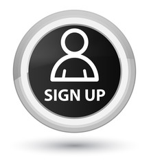 Sign up (member icon) prime black round button