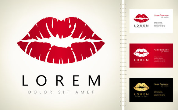 Lips logo. Female lips print. 