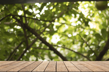 Brown wooden on front and nature background