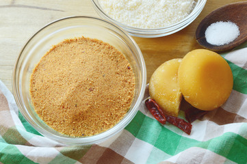 Prik Gub Klur (Thai name)  is Traditional Thai food of Sukhothai city.
coconut ,salt,dried chili and sugar palm are ingredient for this menu.