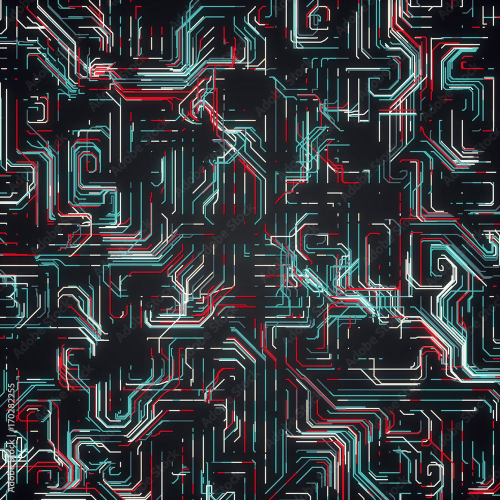Leinwandbilder digital colored lines abstract background. 3d rendering