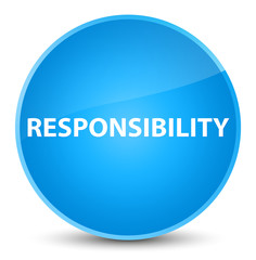 Responsibility elegant cyan blue round button