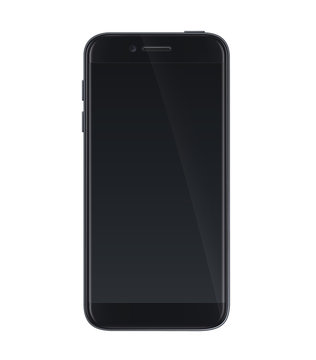Realistic vector smartphone black design with empty screen. Vector isolated smartphone with empty screen to present your app, design... - stock vector.