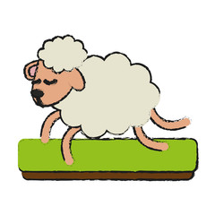 Sheep running cartoon icon vector illustration graphic design