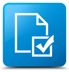 Survey icon cyan blue square button