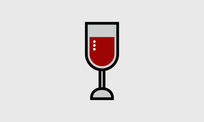 Wine Glass Icon (Line Art Vector Illustration in Flat Style Design)