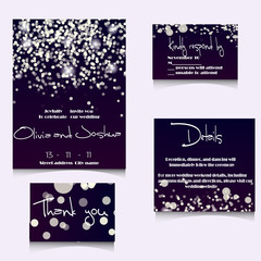 Wedding Invitation Cards Template Set with Soft Lights and