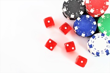 An image of a casino - dice, chip, gambling