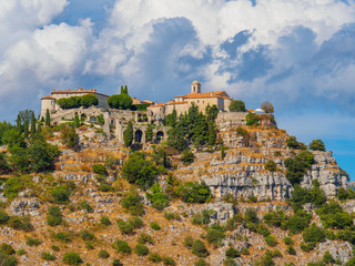 Fototapeta premium The fortified village of Gourdon situated high in the mountains is considered one of France's most beautiful villages.