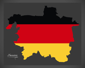 Hannover map with German national flag illustration