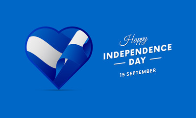 Nicaragua Independence Day. 15 September. Waving flag in heart. Vector illustration.