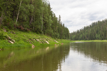 Fototapeta na wymiar A small tributaries of the Yenisei River. Krasnoyarsk region, Russia 