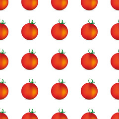 Tomatoes with shadow. Seamless pattern. Isolated on white background. Vector illustration.