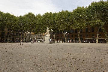 Napoleone square in Lucca city in Tuscany, Italy