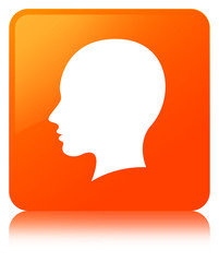 Head female face icon orange square button