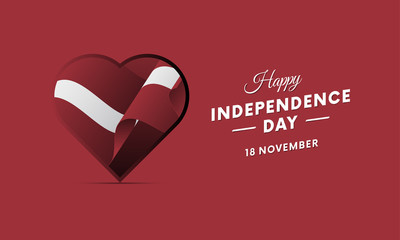 Latvia Independence Day. 18 November. Waving flag in heart. Vector illustration.
