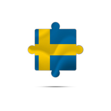 Isolated piece of puzzle with the Sweden flag. Vector illustration.