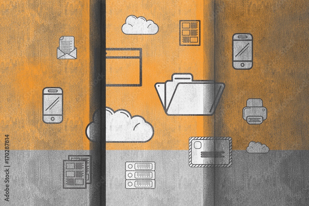Poster Composite image of apps and cloud computing