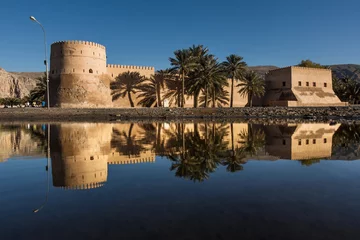 Stickers pour porte Travaux détablissement Château de Khasab, péninsule de Musandam, Oman, Arabie