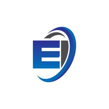 vector initial logo letters ei with circle swoosh blue gray