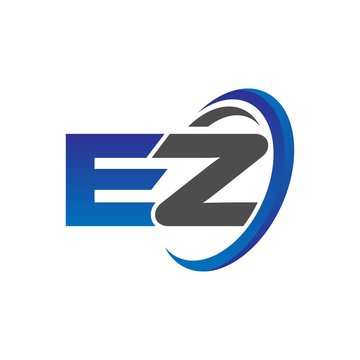 vector initial logo letters ez with circle swoosh blue gray