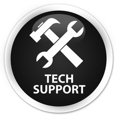 Tech support (tools icon) premium black round button