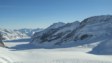 Jungfraujoch glacier snowcapped mountain range.