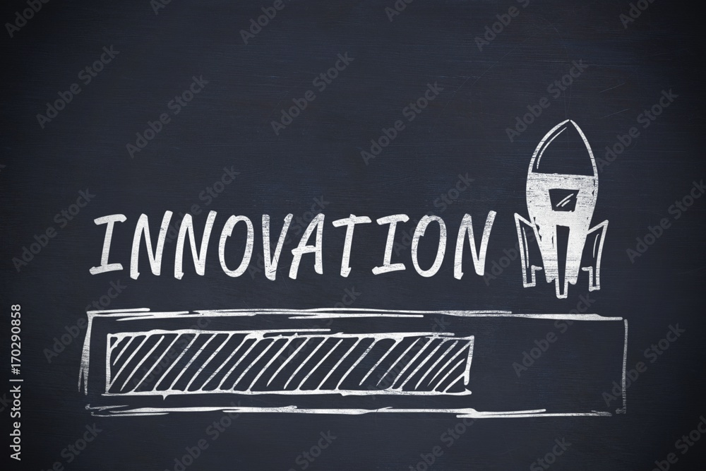 Poster Composite image of graphic image of innovation text with loading