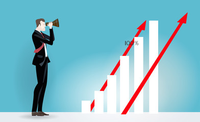 Obraz premium Businessmen pointing at the growth chart, representing the opportunities and success in career. Business concept illustration