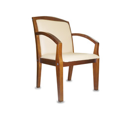 The office chair from beige leather. Isolated