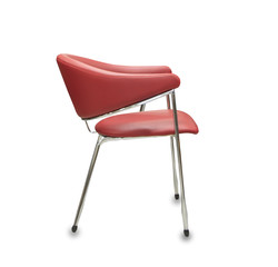 Modern office chair from red leather. Isolated
