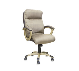 Modern office chair from beige cloth over white