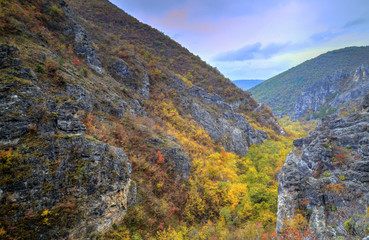 Beautiful mountain landscape with colorful autumn forest