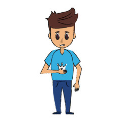 Young man cartoon icon vector illustration graphic design