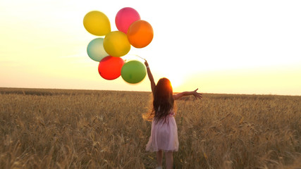 girl walking in a field with balloons © MrP