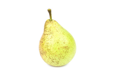 Pear on white background, front view