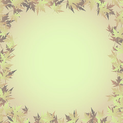 a frame of maple leaves on a pale gradient