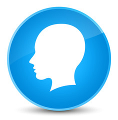 Head female face icon elegant cyan blue round button