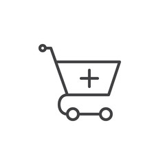 Add to shopping cart line icon, outline vector sign, linear style pictogram isolated on white. Symbol, logo illustration. Editable stroke. Pixel perfect vector graphics